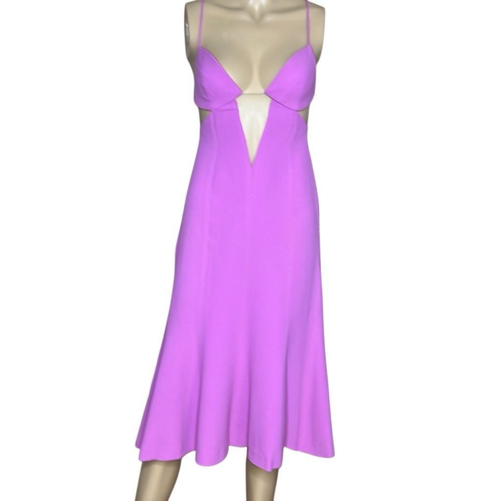 Cult Gaia NWT Gai Mattiolo Plunging V-neckline Structured Cups Cut-out front detail Purple Hue 4 / 6 (025) Size S / US 4 / IT 40 - 14 Thumbnail