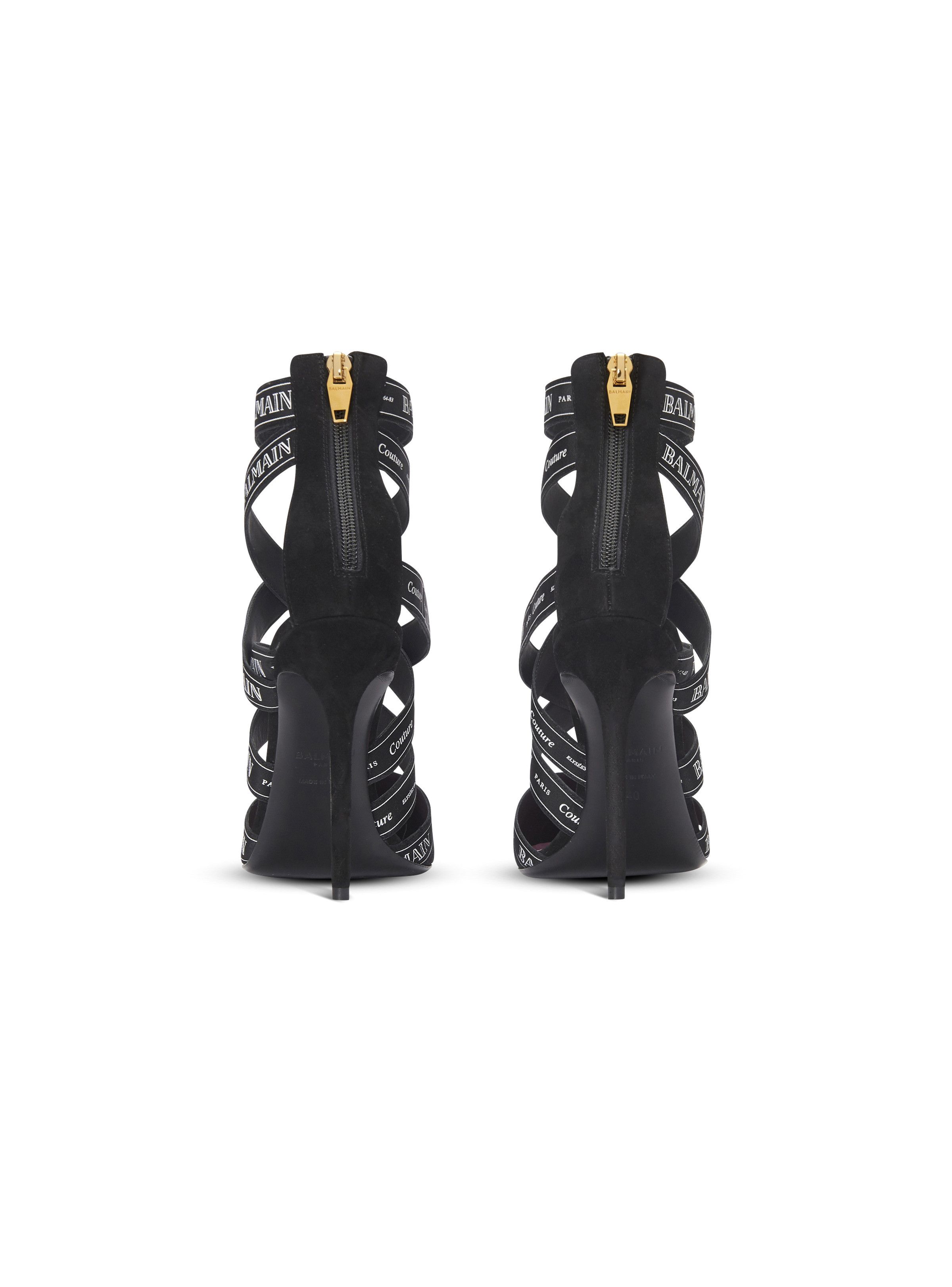 Balmain o1s1wg111225 Suede Pumps With Logo Ribbon in Black Size US 6 / IT 36 - 4 Thumbnail