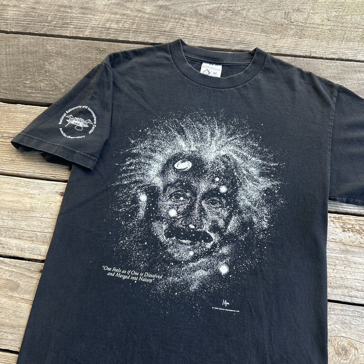 Vintage Vintage 90s Einstein Space Galaxy Glow In The Dark T Shirt Size US M / EU 48-50 / 2 - 2 Thumbnail