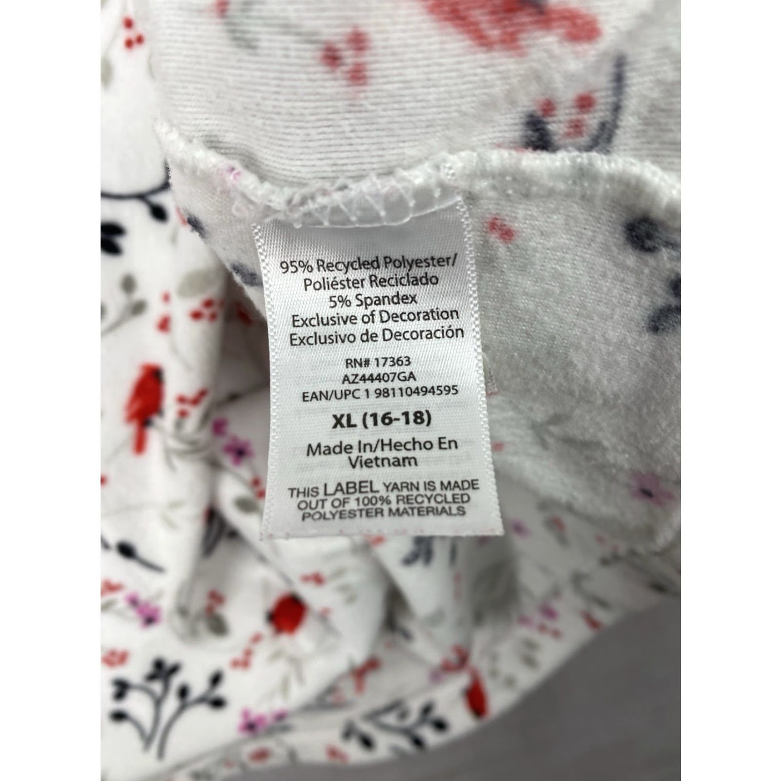 Ariat Aria Nightgown Womens XL White Cardinal Fleece Long Sleeve Button Round Neck Gown Pattern Birds Holiday Winter Spring Size ONE SIZE - 5 Thumbnail