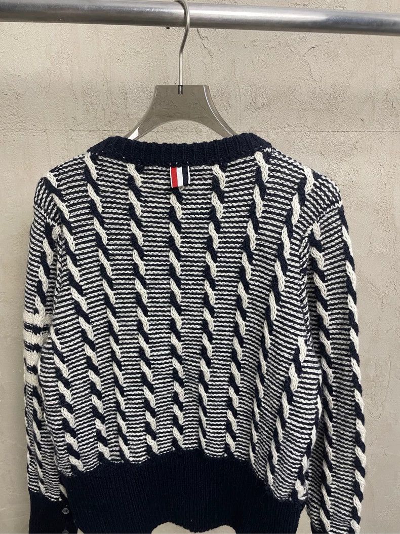 Thom Browne Thom Browne Four-striped dark blue striped wool sweater 250 Size US S / EU 44-46 / 1 - 4 Thumbnail