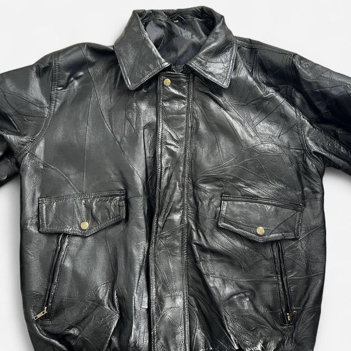 Vintage Vintage 90s Leather Patchwork Jacket – Men’s XL Size US XL / EU 56 / 4 - 2 Thumbnail