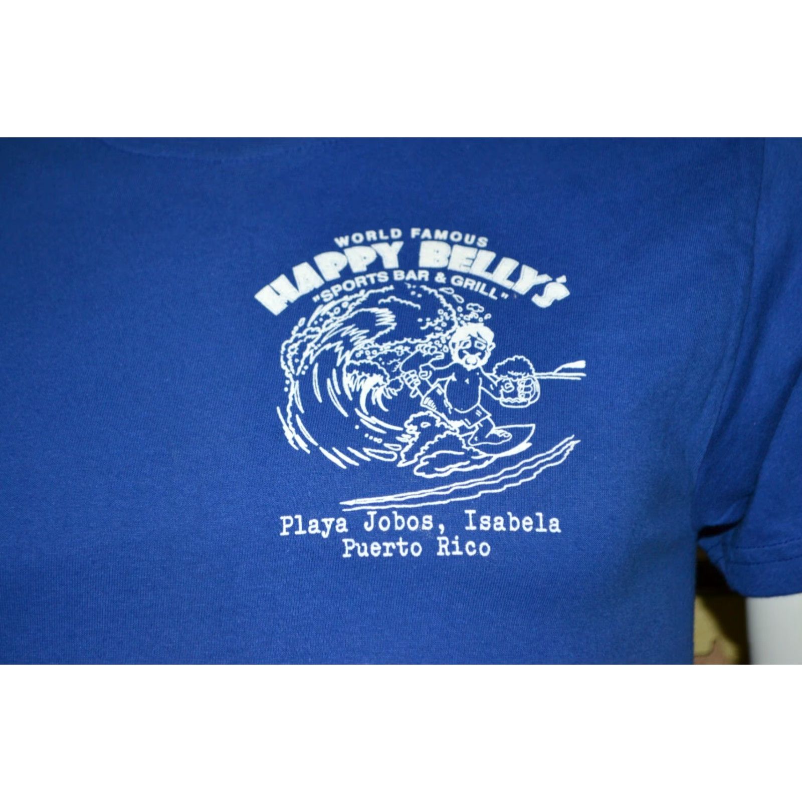 Hanes Hanes T-Shirt Blue Small Men's Happy Belly's Sports Bar & Grill Puerto Rico Defunct NEW Size US S / EU 44-46 / 1 - 3 Thumbnail