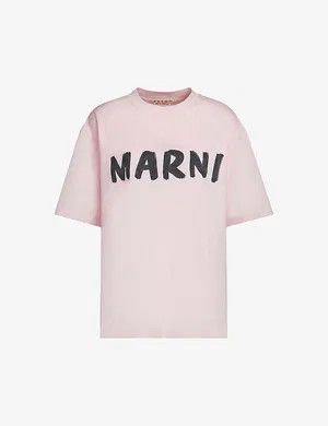 oc11z0425 Boxy Fit Logo Print T-Shirt in White