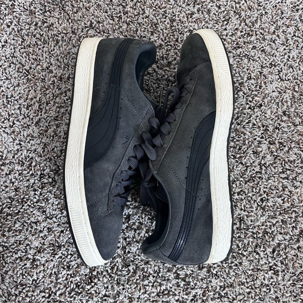 Puma Puma Men's Grey & Black Suede Eco Sneakers - M 10.5 - RARE Size US 10 / EU 43 - 4 Thumbnail