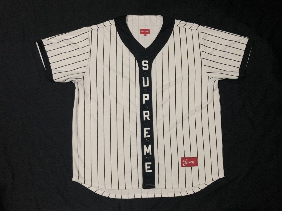 Supreme FW2018 Supreme “Vertical Logo” Baseball Jersey Shirt | Grailed