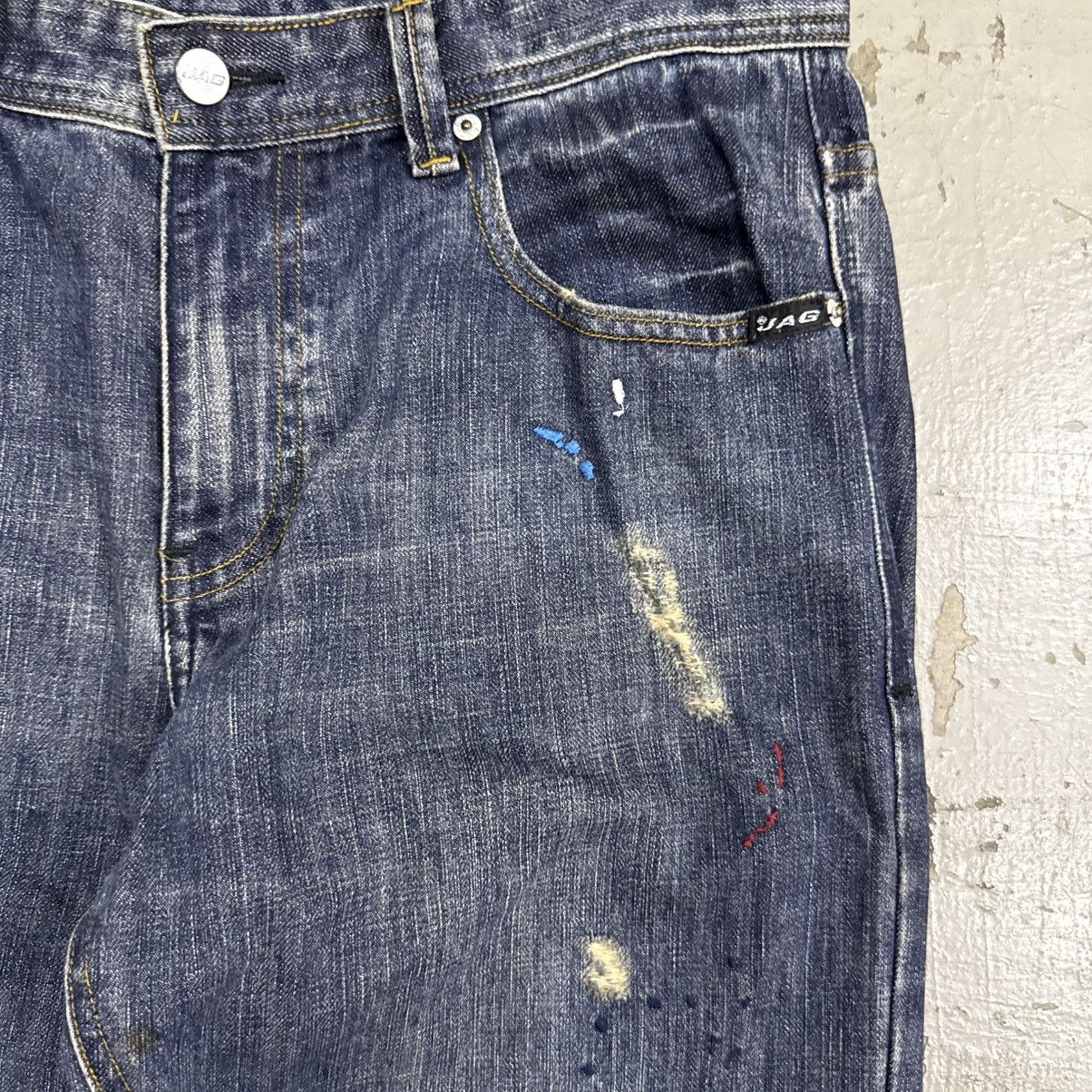 If Six Was Nine Handmade Embroid Paint Splatter Distressed Denim Jeans Jag Size US 33 - 6 Thumbnail