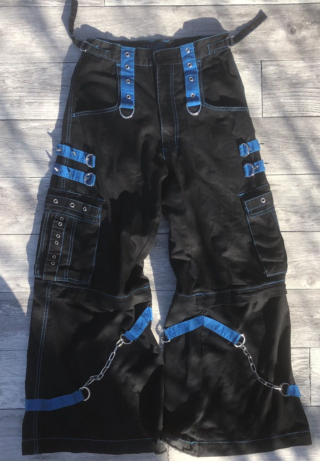 image of Vintage Tripp NYC Bondage Cargo Pants ( Unisex) in Black/Blue, Men's (Size 30)