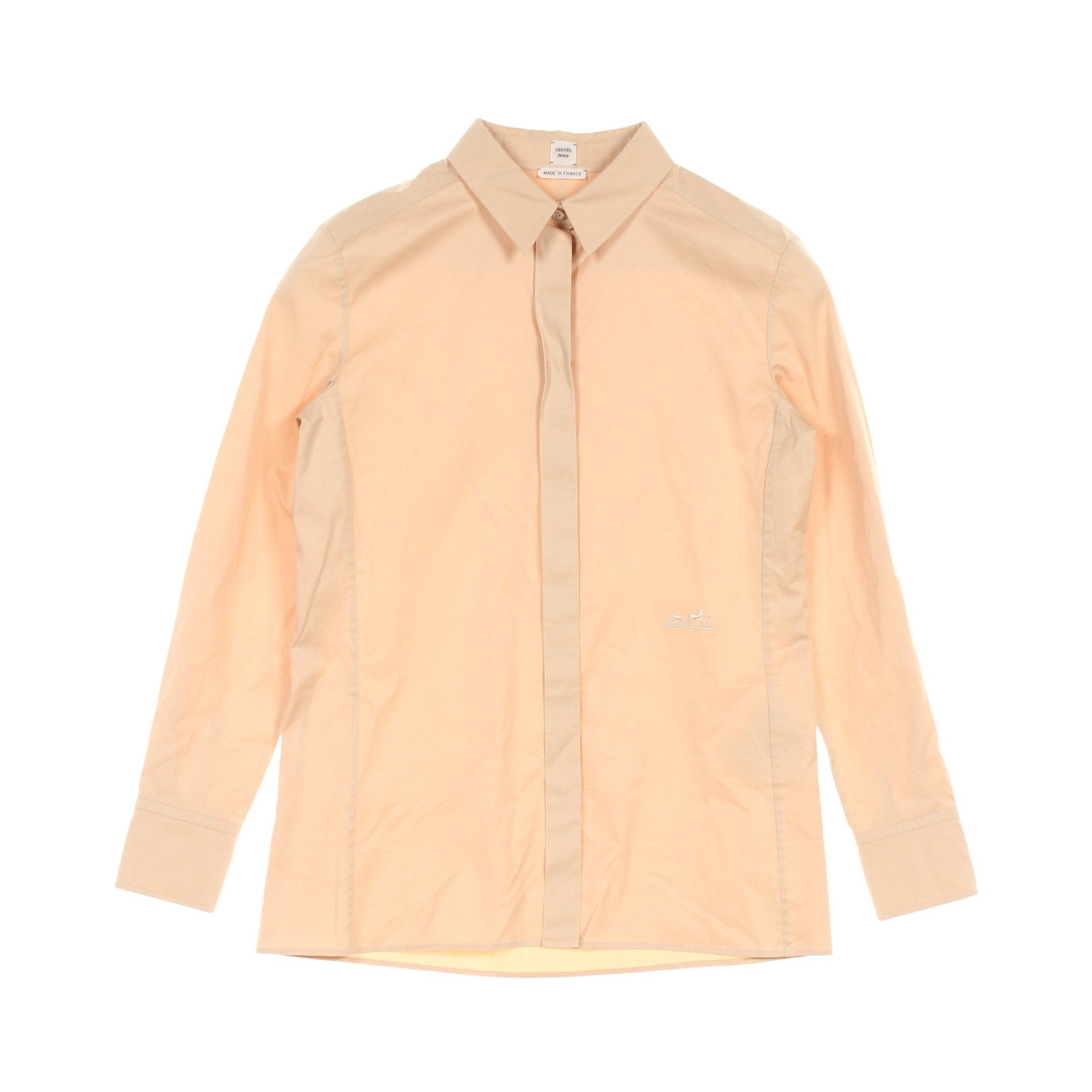 Hermes Hermes Currysh Shirt Logo Embroidery Cotton Beige Size ONE SIZE - 1 Thumbnail