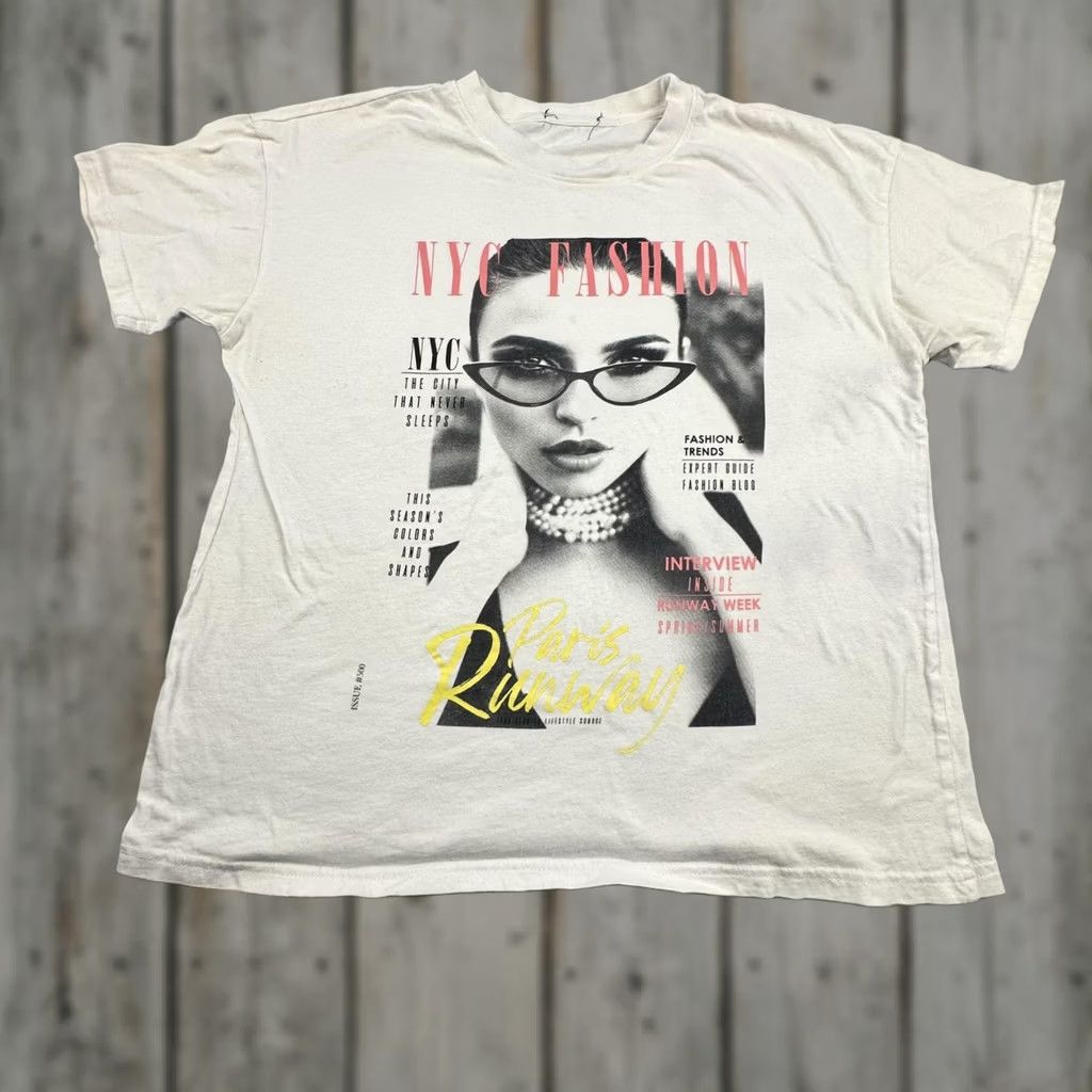 Vintage VINTAGE NYC Fashion Paris Runway Shirt Mens Large White Graphic Tee Streetwear Cat Eye Size US XL / EU 56 / 4 - 1 Thumbnail