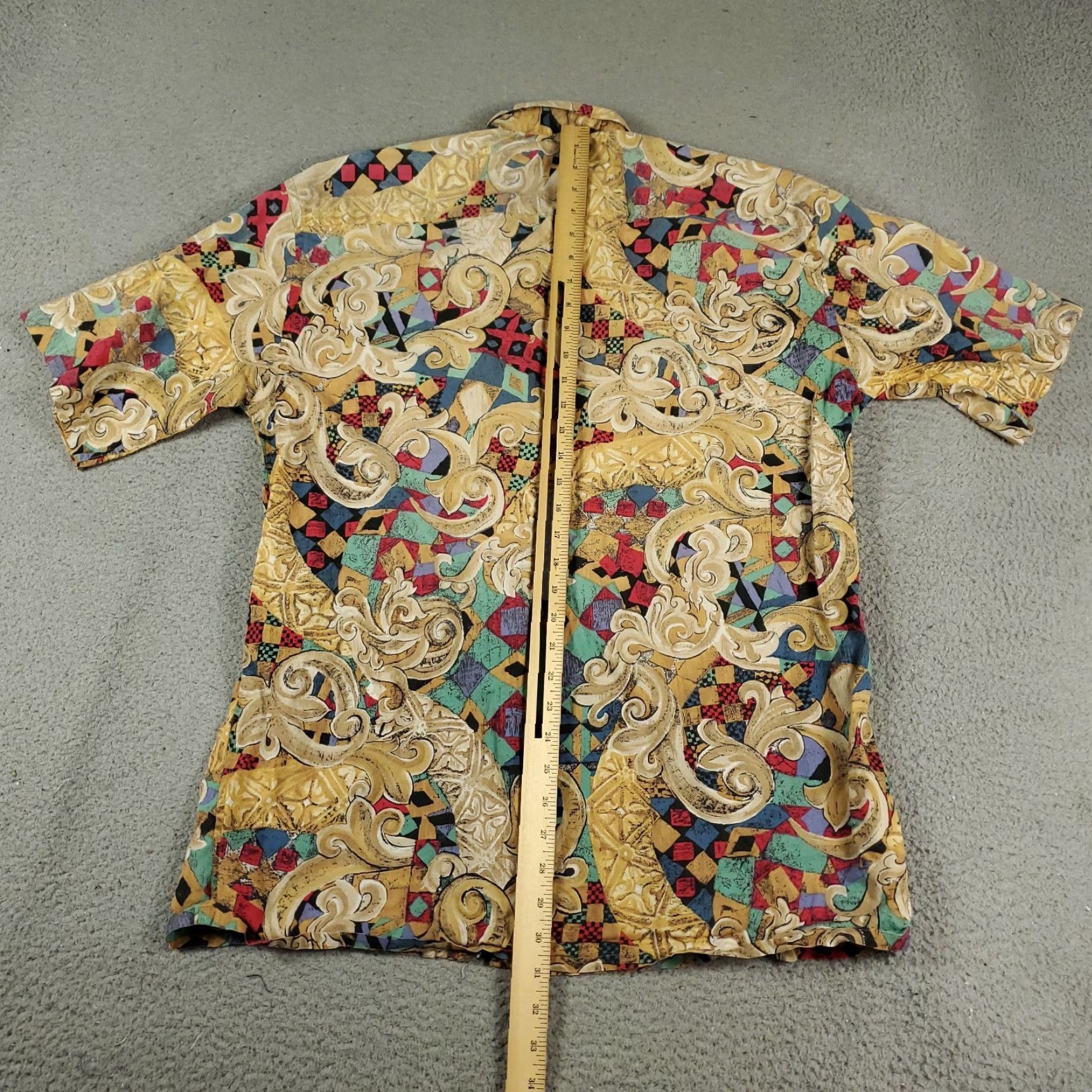 Vintage VINTAGE Burma Bibas Shirt Men's Large Short Sleeve Beige Abstract Geometric Button Up Casual Dressy Size US L / EU 52-54 / 3 - 3 Thumbnail