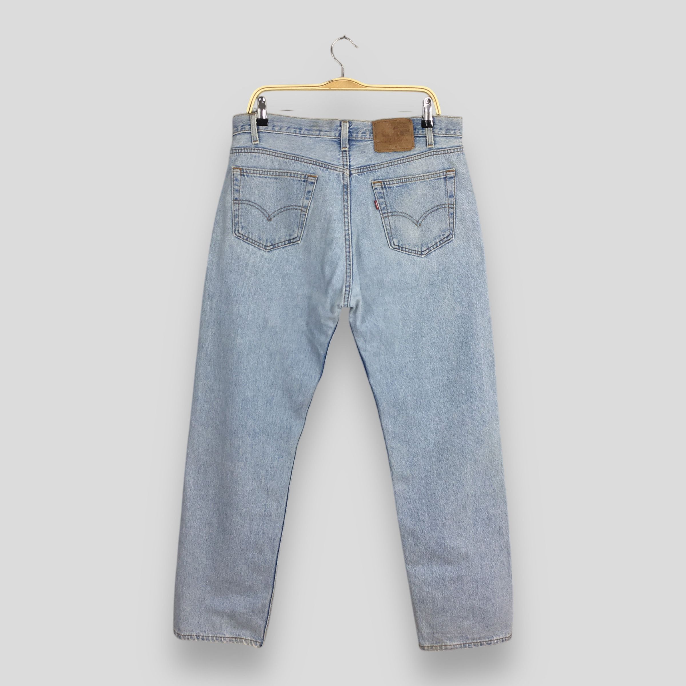 Size 34x29 Vintage 90s Levi's 501 Faded Pale Blue Jeans