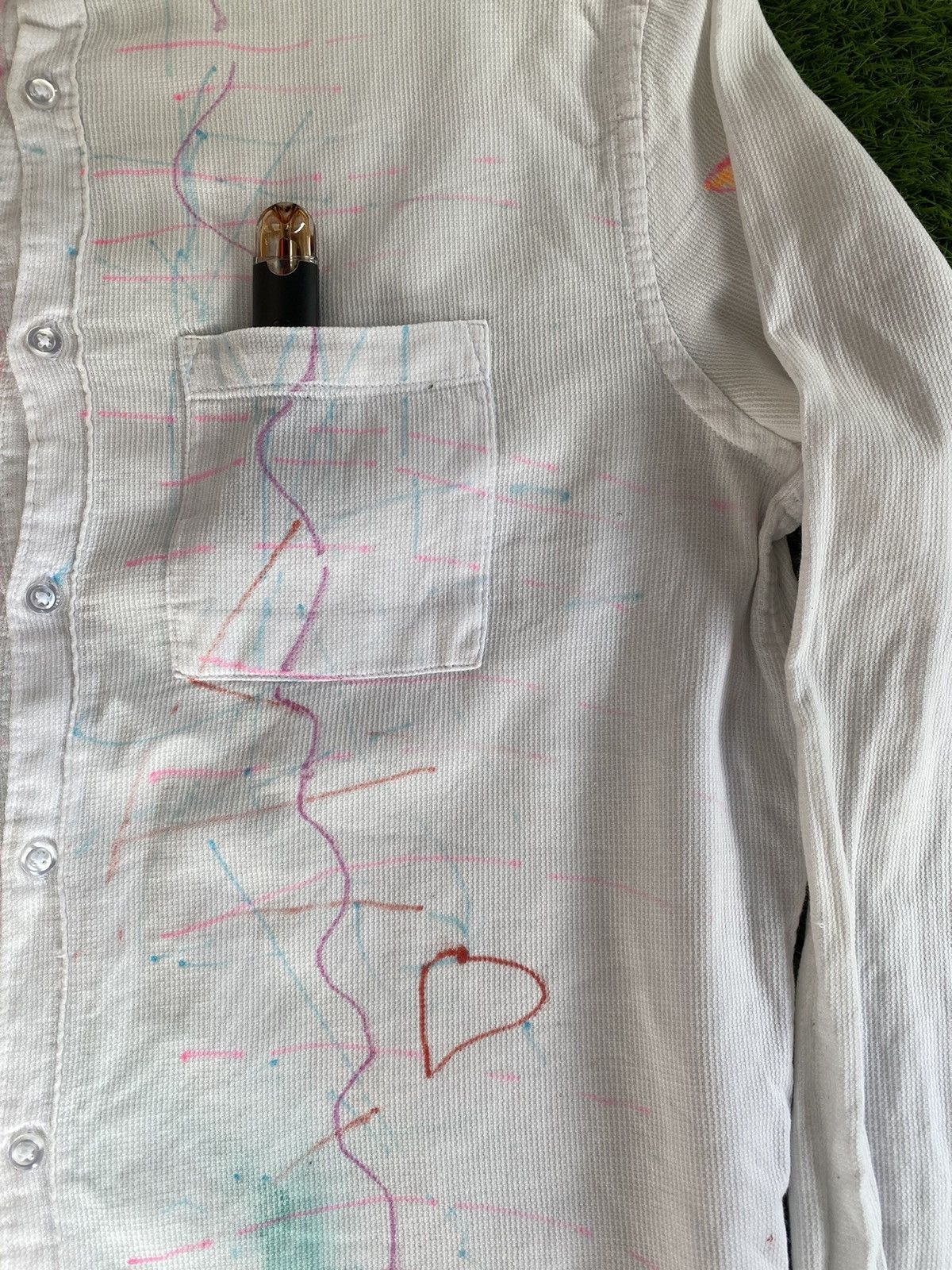 Japanese Brand H&M Button Up Shaw Collar Painted Design Size US L / EU 52-54 / 3 - 3 Thumbnail