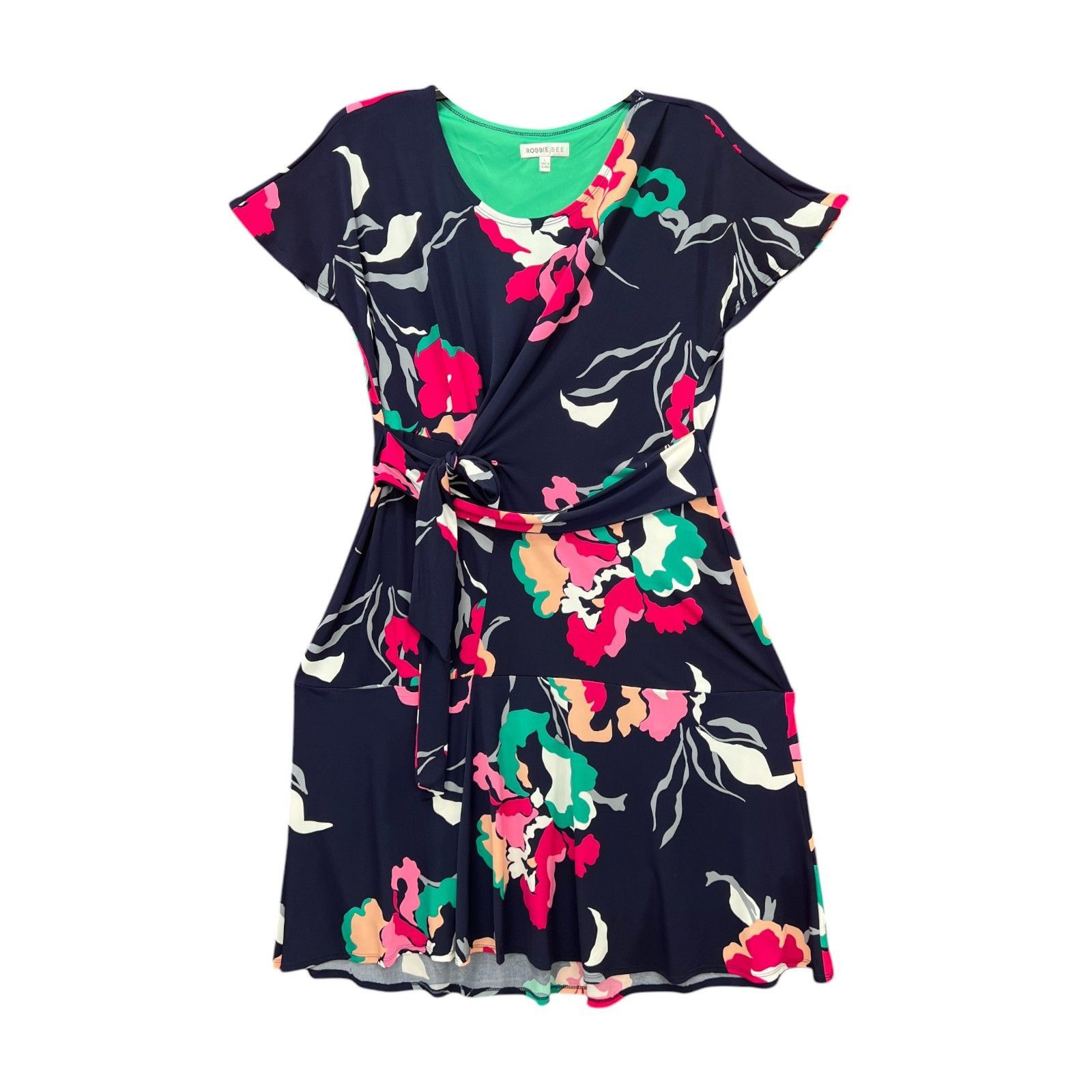 Other Robbie Bee - Women's Short Sleeve Floral Fit + Flare Dress - Size L / US 10 / IT 46 - 3 Thumbnail