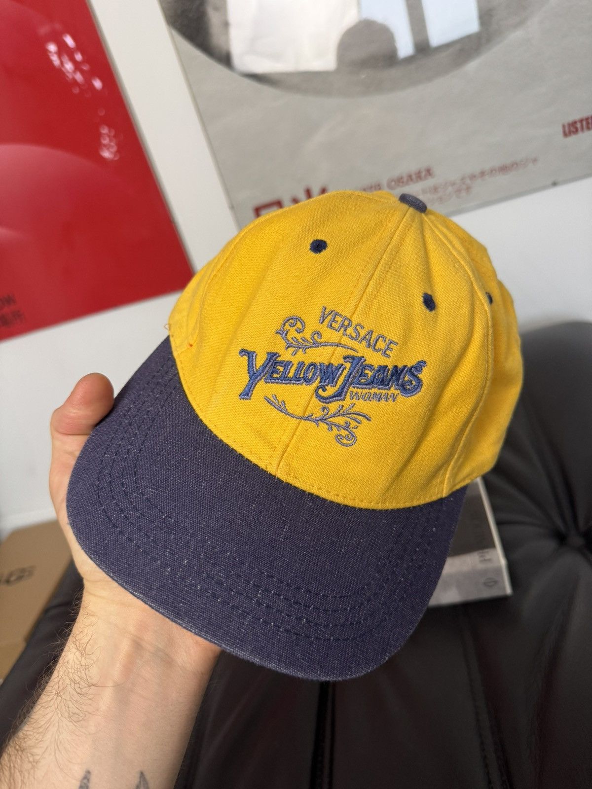 Versace Vintage 90s Gianni Versace “Yellow Jeans” Desinger Hat Cap Size ONE SIZE - 2 Thumbnail