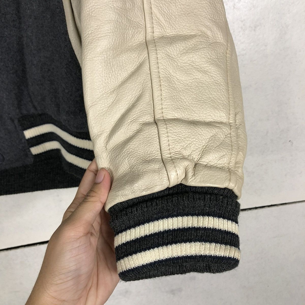 Japanese Brand 🔥VINTAGE VARSITY JUMPER LEATHER JACKET EAST BOY BIG LOGO Size US M / EU 48-50 / 2 - 18 Thumbnail