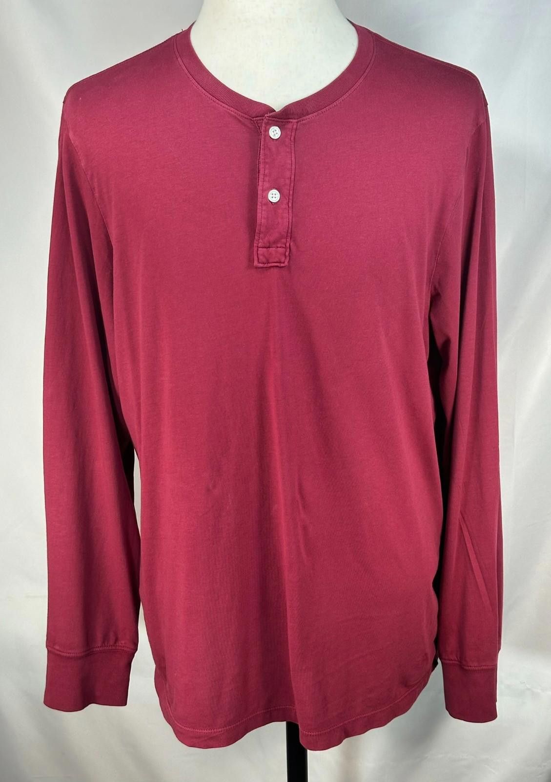 J.Crew J Crew 1/4 Button Broken In Long Sleeve T-Shirt Red Men's XL Size US XL / EU 56 / 4 - 1 Thumbnail