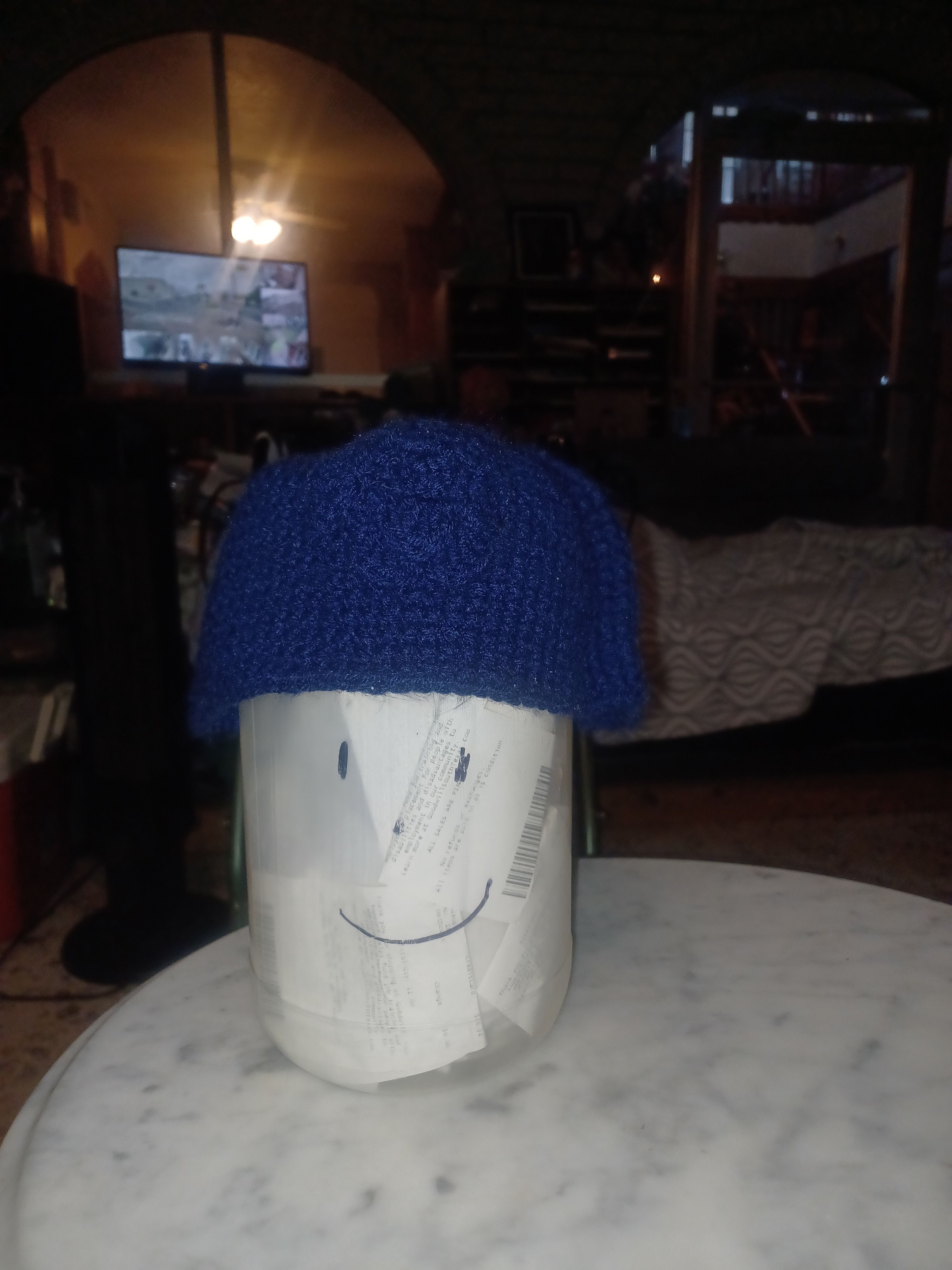 Other Beanie Women's Navy Crocheted Flower Size ONE SIZE - 1 Thumbnail