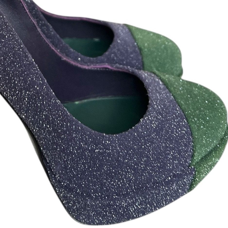 Chanel CHANEL Purple/Green Interlocking CC Logo Pumps, US8.5/IT38.5 Size US 8.5 / IT 38.5 - 12 Thumbnail