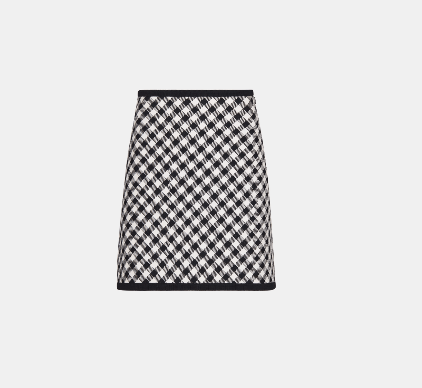 image of Dior O1W1Db10224 Flared Miniskirt In Black & White in Black/White, Women's (Size 32)