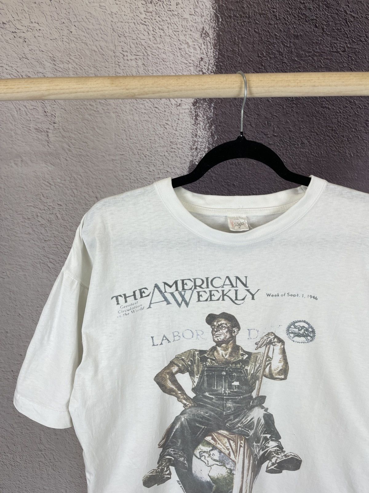 Vintage Vintage 90s The American Weekly Labor Day blue eagle art tee Size US L / EU 52-54 / 3 - 2 Thumbnail