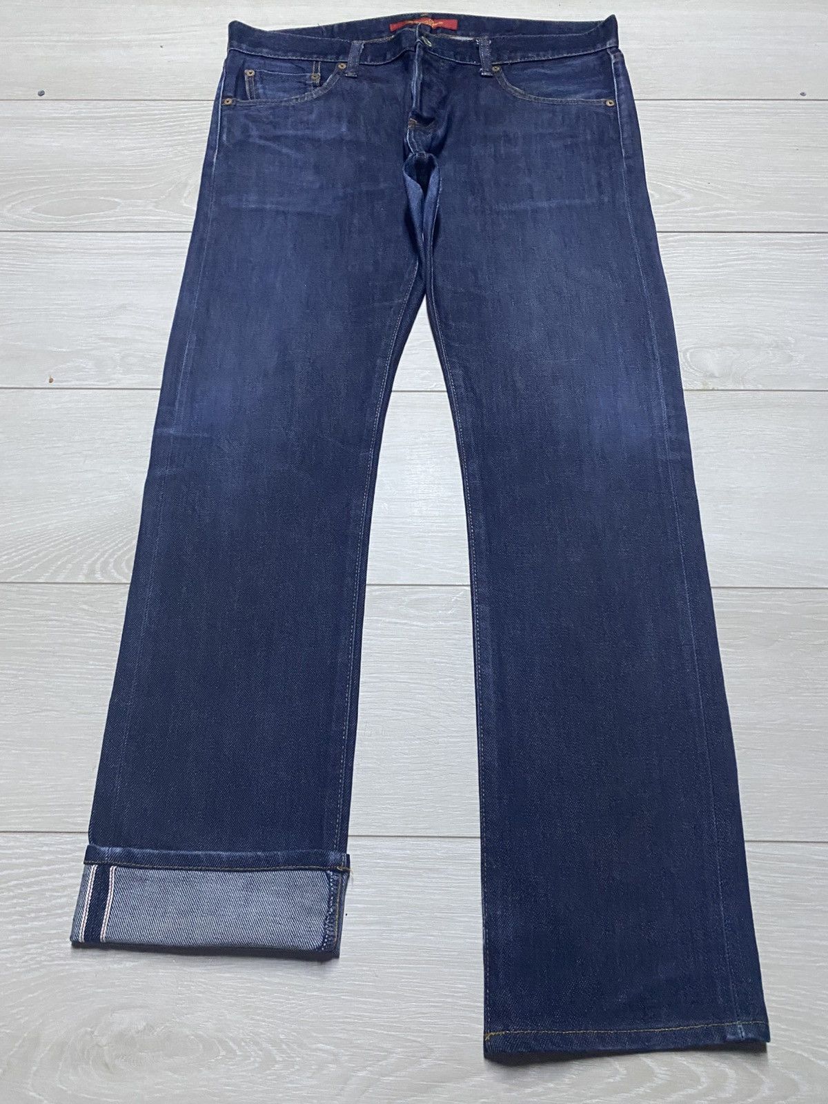 Undercover × Uniqlo Vintage Uniqlo Selvedge Blue wash Distressed Slim Fit Jeans Size US 35 - 1 Thumbnail