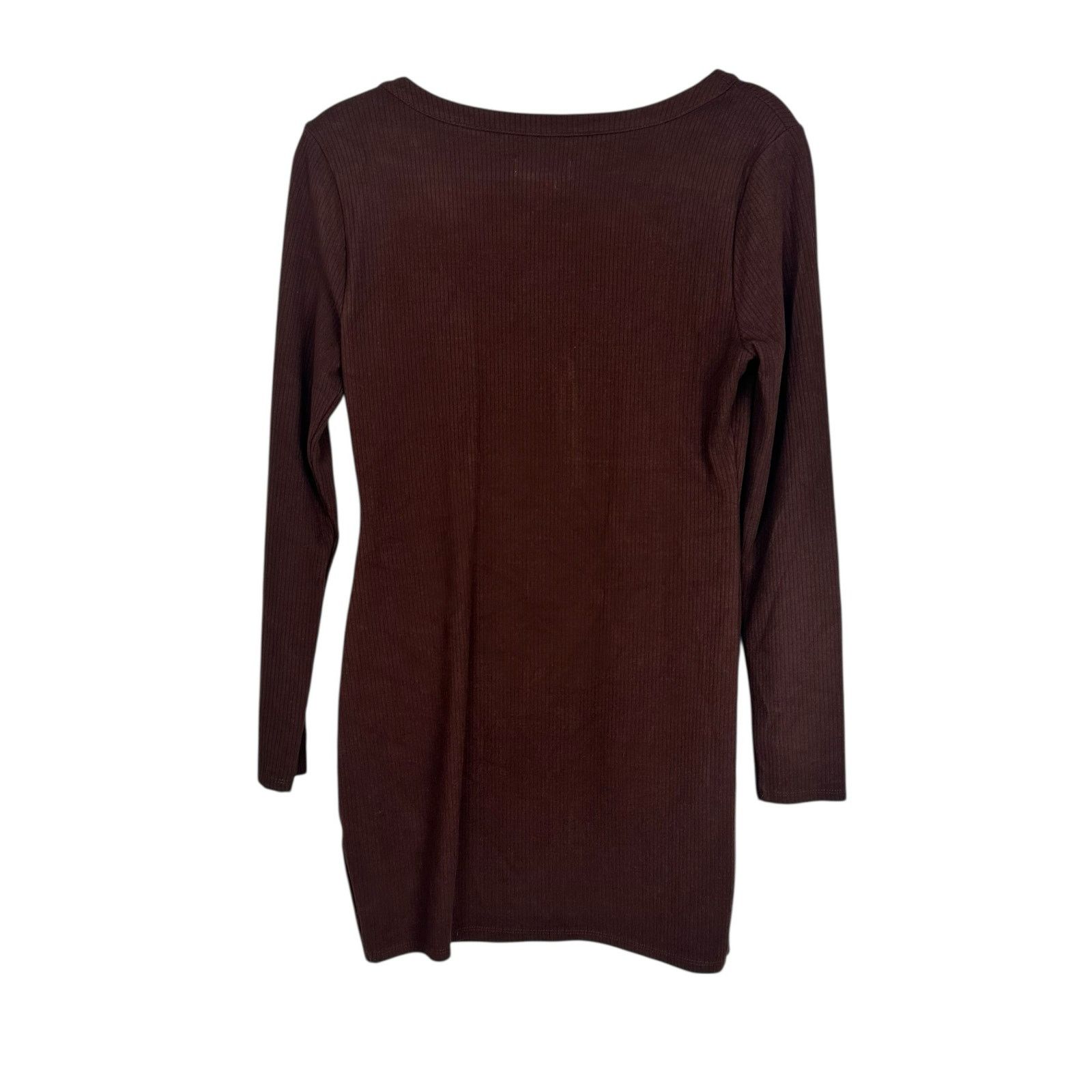 Lovers and Friends Lovers + Friends Alice Ribbed Dress Long Sleeve Large Brown Size L / US 10 / IT 46 - 7 Thumbnail