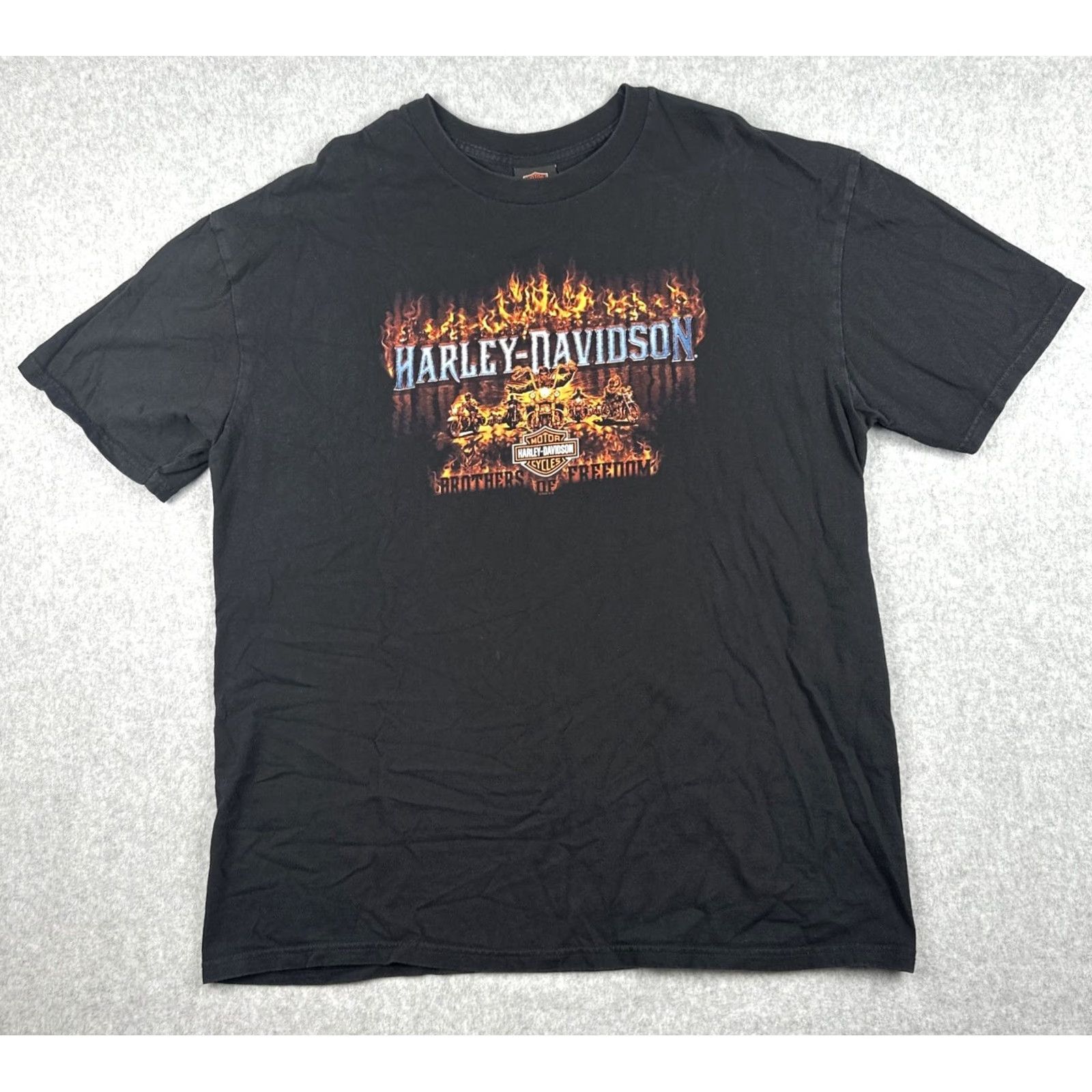Harley Davidson VINTAGE Harley-Davidson Motorcycle Mens T-Shirt 2XL Black Crew Neck Short Sleeve Graphic Print Size US XXL / EU 58 / 5 - 2 Thumbnail