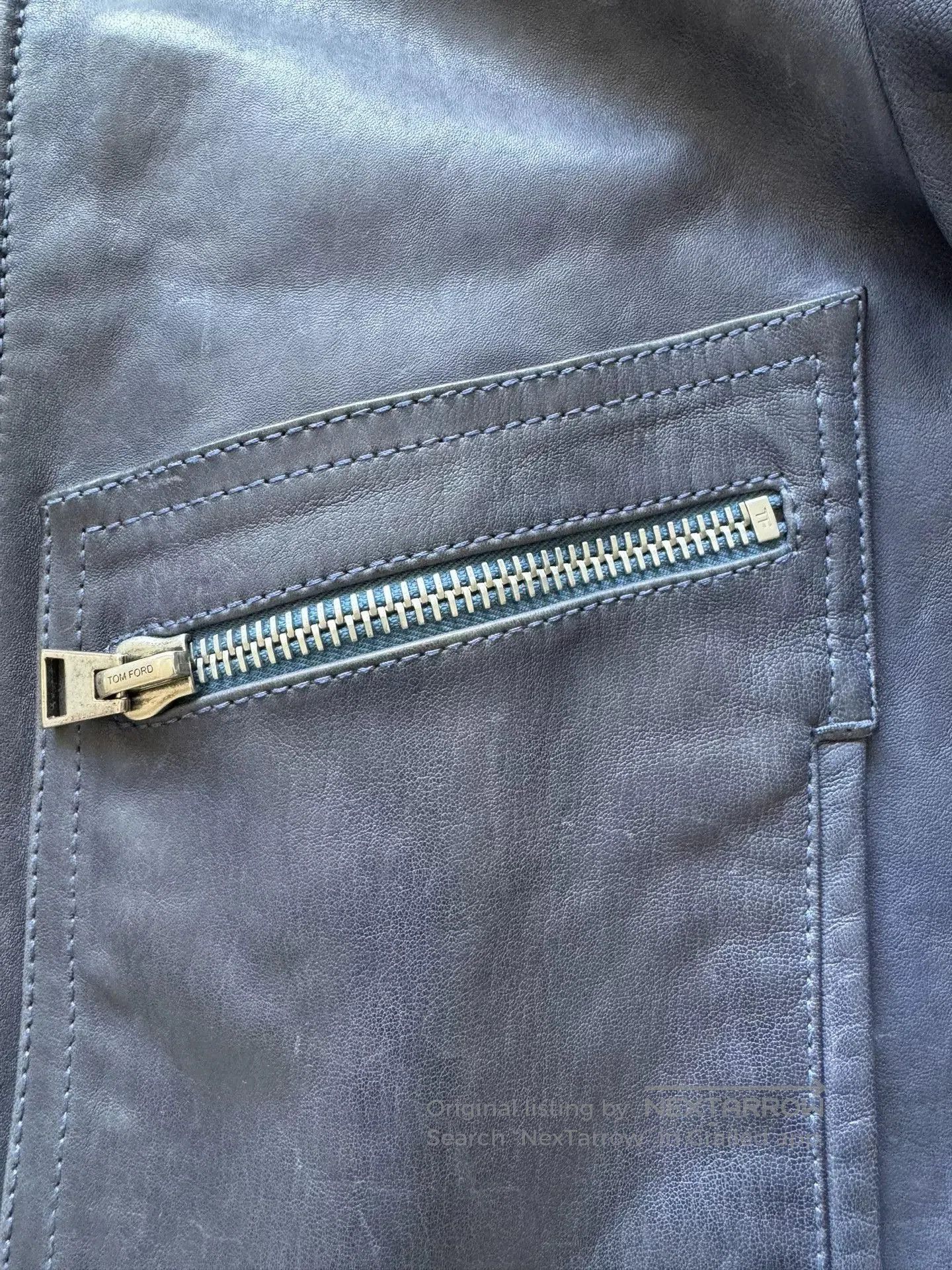 Tom Ford Tom Ford Blue Leather Jacket. Size US S / EU 44-46 / 1 - 3 Thumbnail