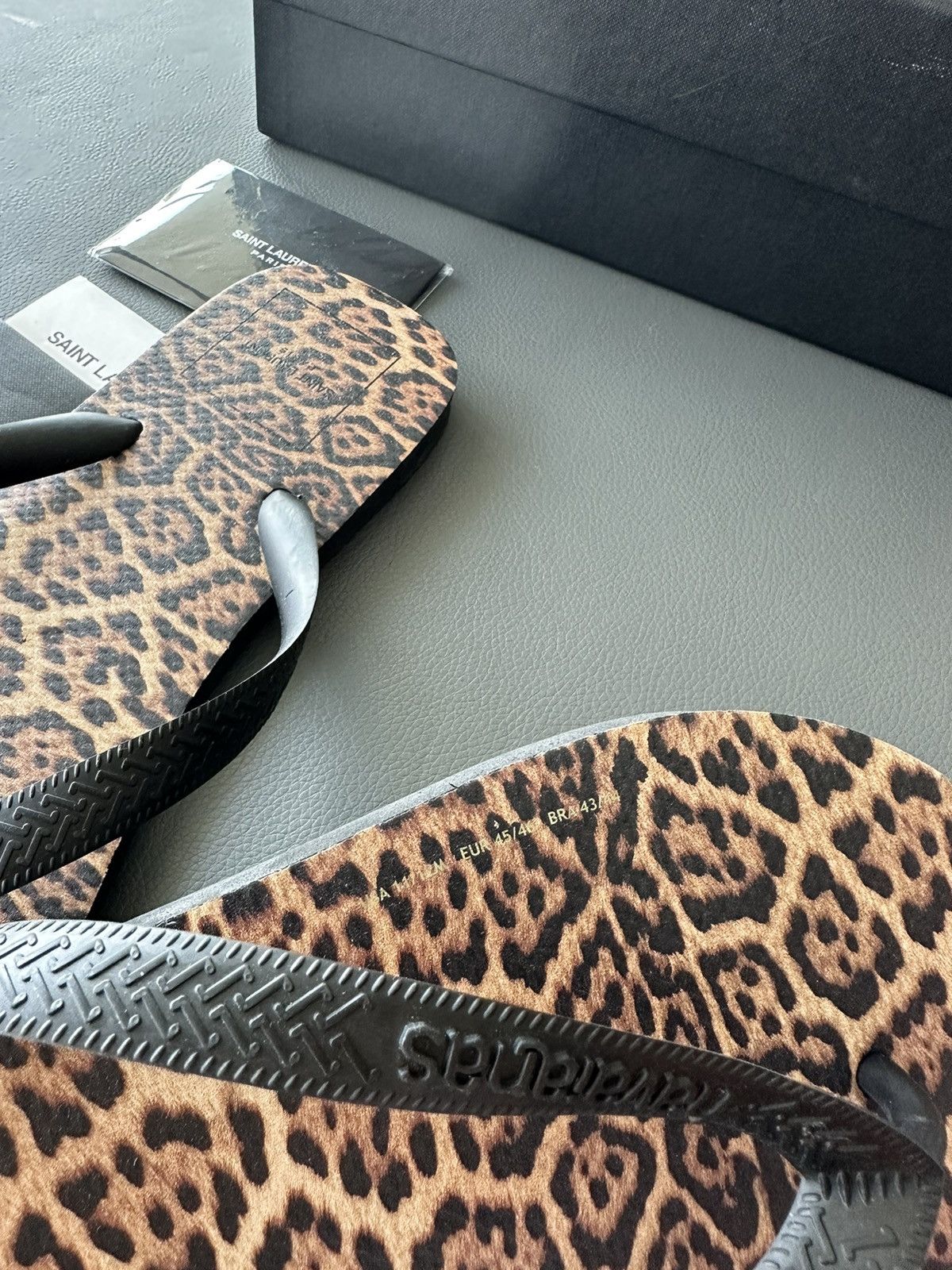 Saint Laurent Paris Brand New Limited Edition Leopard Rubber Sandal Slides Size US 11.5 / EU 44-45 - 10 Thumbnail