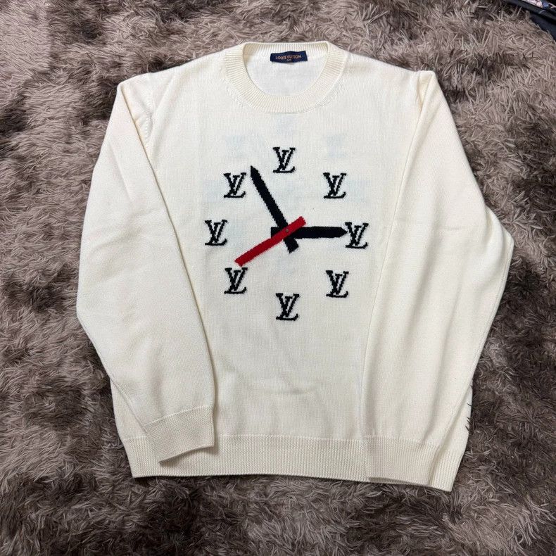 Louis Vuitton Louis Vuitton Beige Clock Pattern Sweater Size US L / EU 52-54 / 3 - 1 Thumbnail