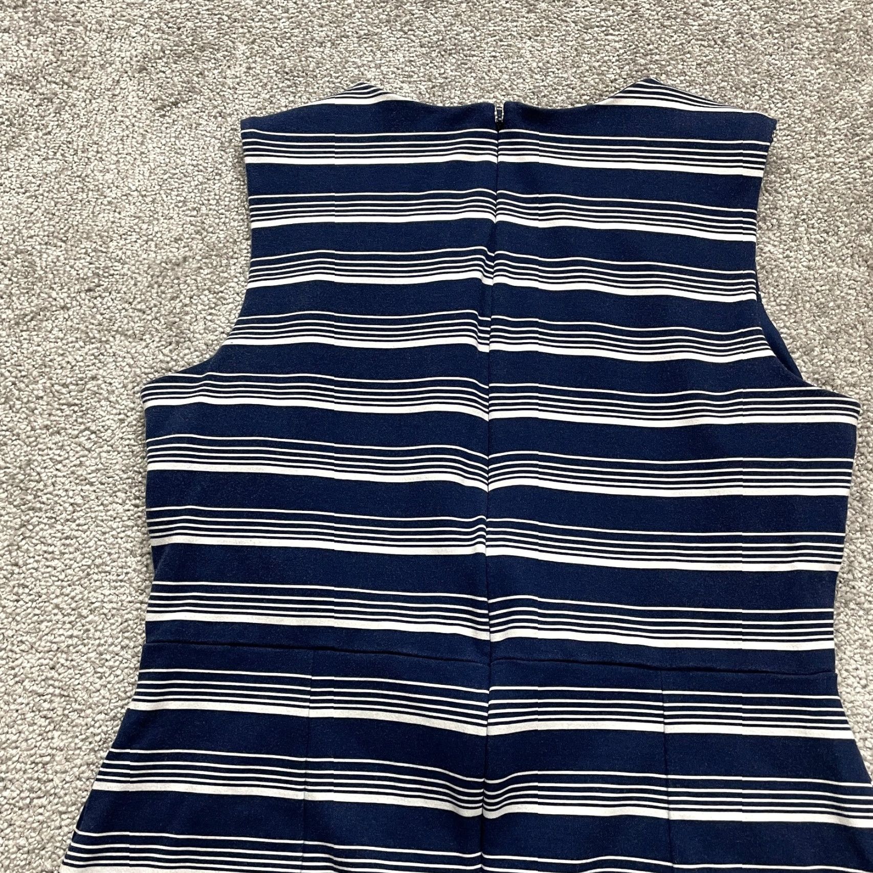 Lands' End VINTAGE Lands' End Sheath Dress Womens 8 Midi Sleeveless Blue White Striped Business Party Workwear Size M / US 6-8 / IT 42-44 - 4 Thumbnail