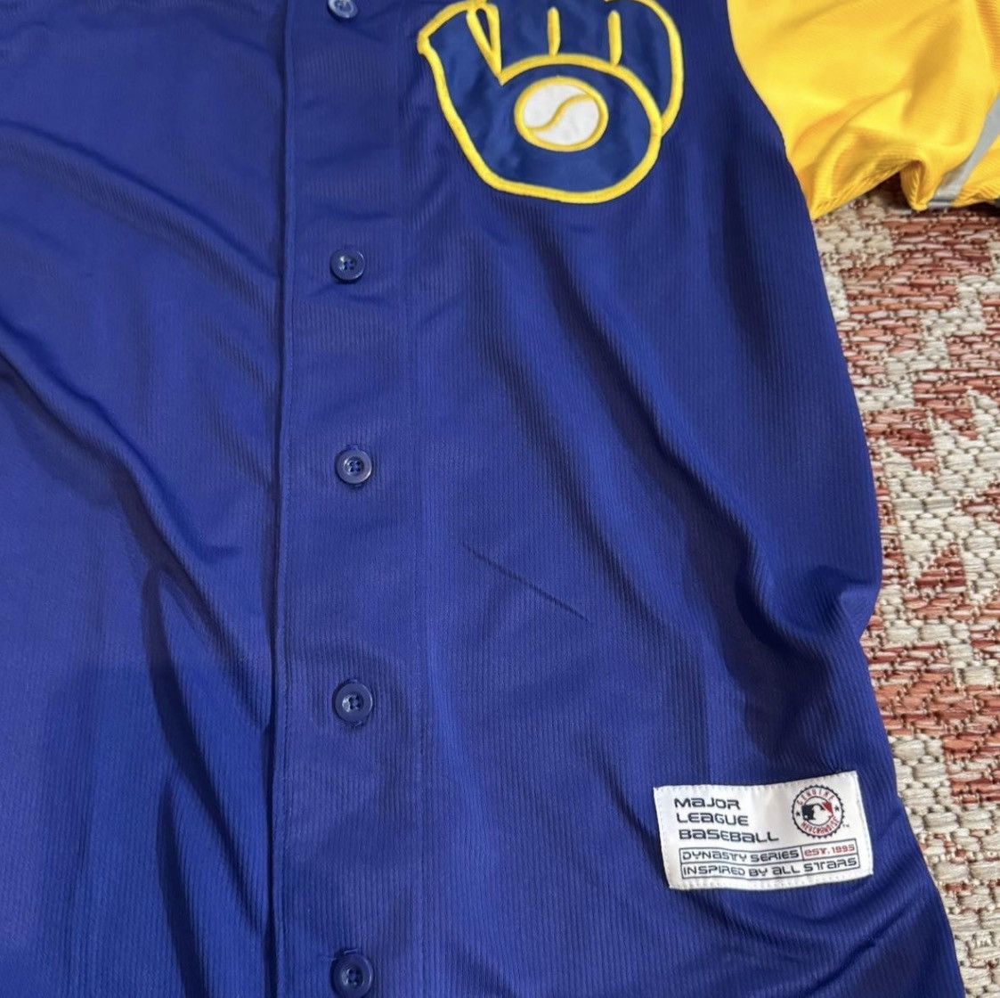 MLB Milwaukee Brewers MLB baseball Jersey sz Medium Blue Yellow Size US M / EU 48-50 / 2 - 2 Thumbnail