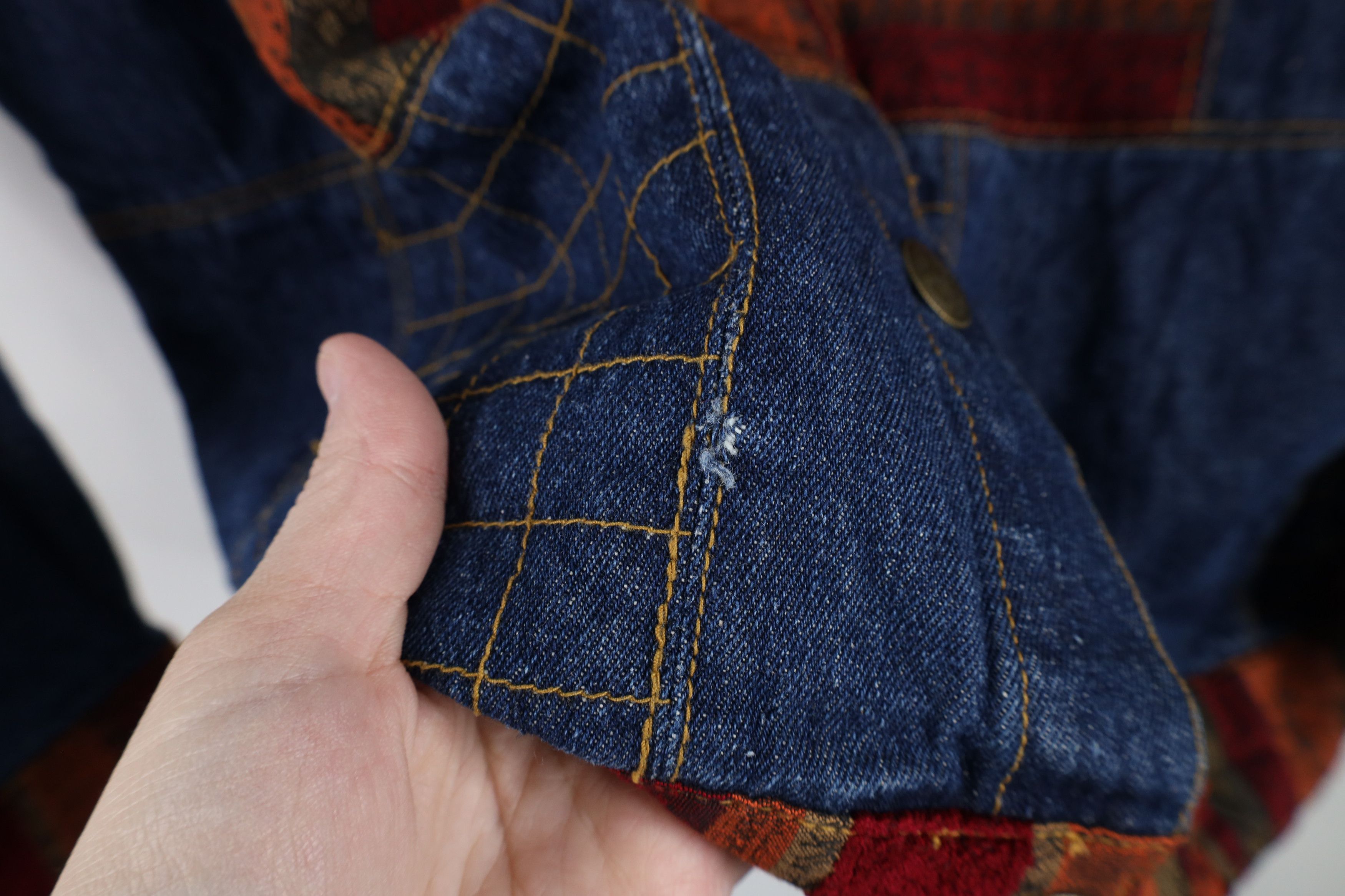 Vintage Vintage 90s Streetwear Rainbow Patchwork Denim Button Jacket Size XL / US 12-14 / IT 48-50 - 4 Thumbnail