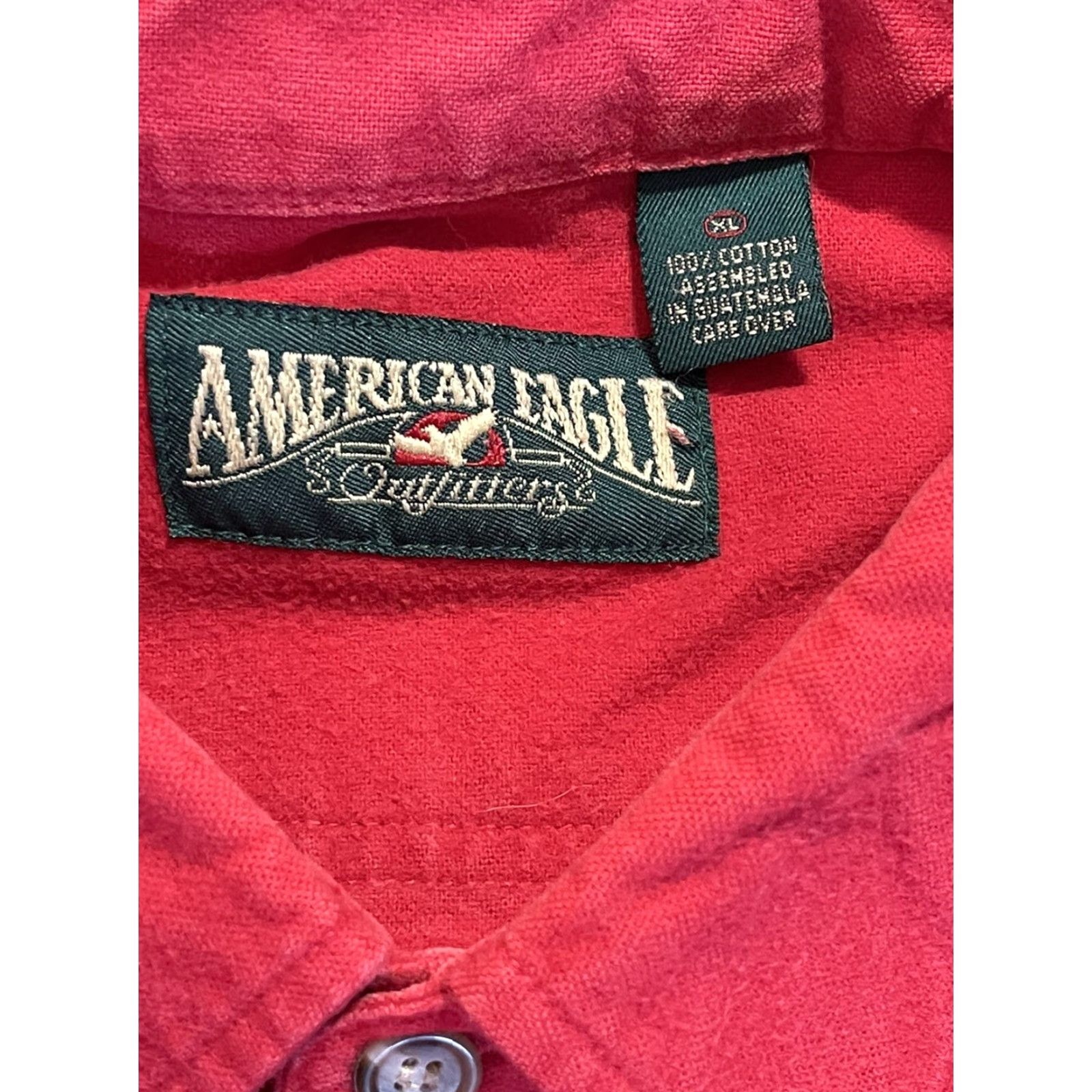 American Eagle Outfitters VINTAGE American Eagle Outfitters 90s Flannel Shirt XL Red Solid Button-Up Mens Size US XL / EU 56 / 4 - 3 Thumbnail