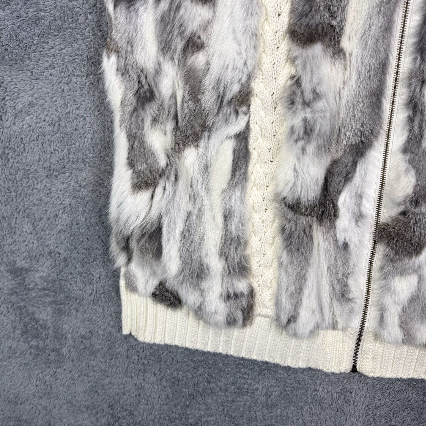 Vintage CJ Banks Sweater Womens 3X Real Rabbit Fur Cable Knit Full Zip Vest Cream Ivory Wool? Size XXL / US 16-18 / IT 52-54 - 2 Thumbnail
