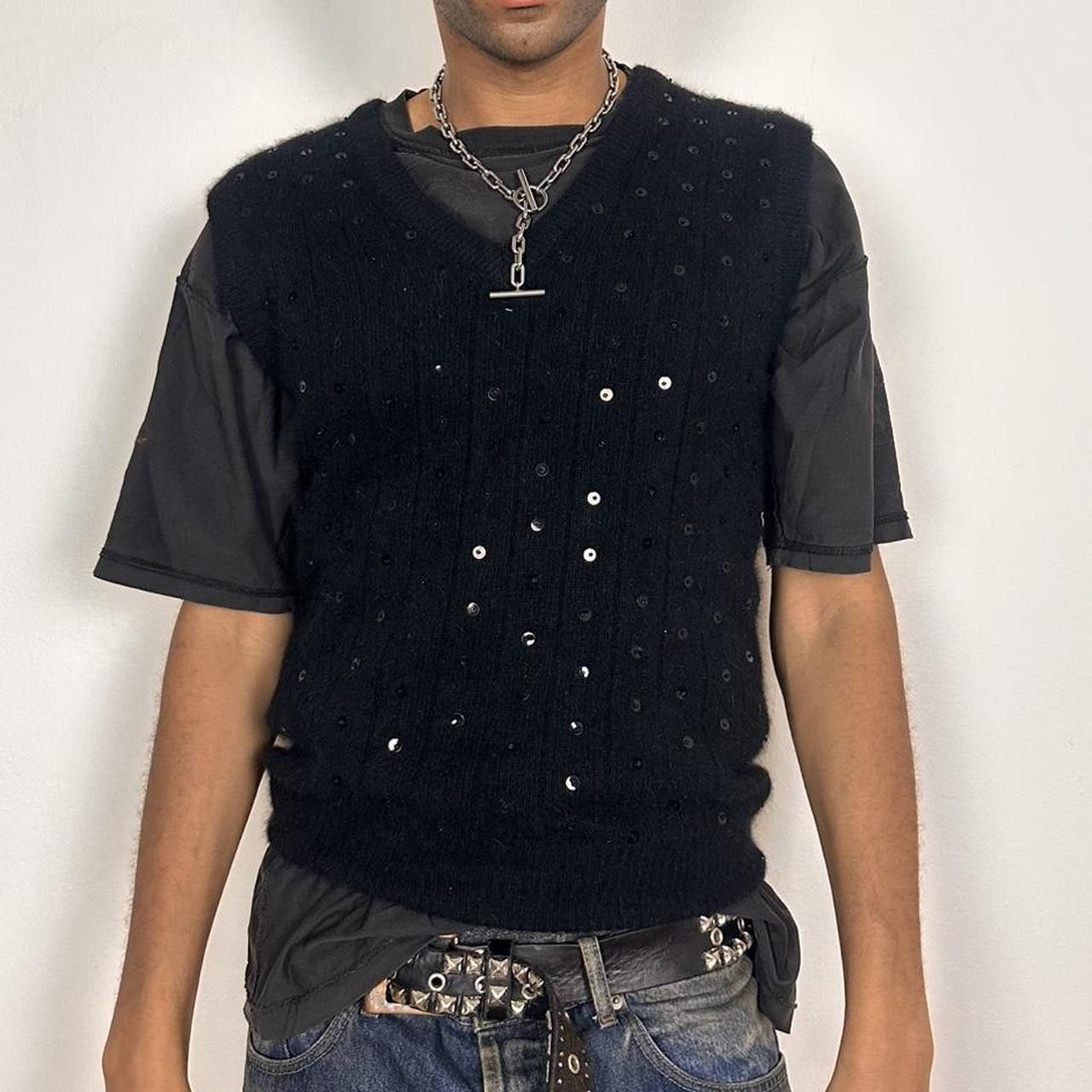 Vintage Vintage Black Lambswool/Angora Sequin Sweater Vest - Medium Size US L / EU 52-54 / 3 - 1 Thumbnail
