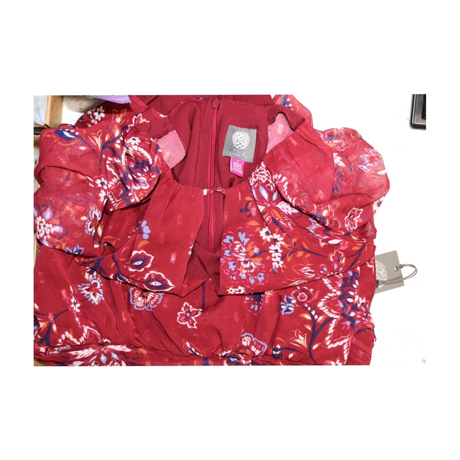 Vince Camuto Vince Camuto Womens Printed Floral Midi Dress Red Size 6 Size M / US 6-8 / IT 42-44 - 2 Thumbnail