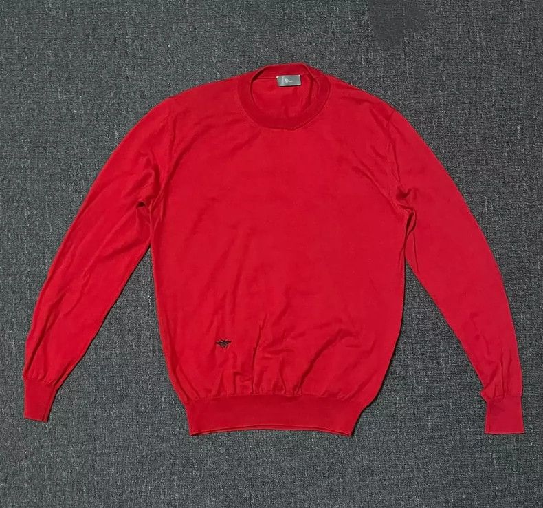 Dior Dior Red Wool Sweater with Bee Motif-yf Size US M / EU 48-50 / 2 - 1 Thumbnail