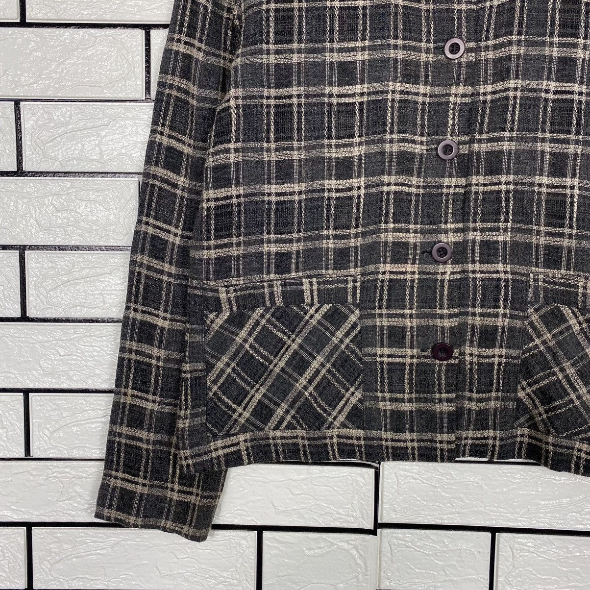 Issey Miyake 📌Vintage Cropped Button Jacket Corsa Tartan Design Check Size US M / EU 48-50 / 2 - 5 Thumbnail