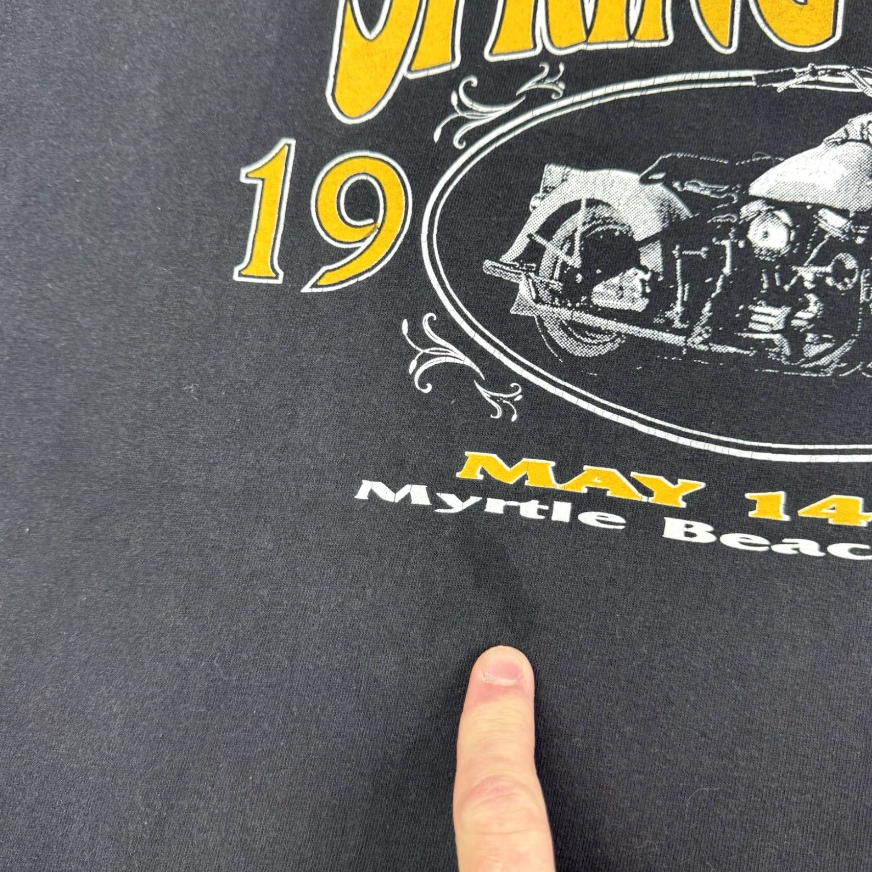 Hanes VINTAGE Hanes Motorcycle T-Shirt Adult XL Black 90s Biker Spring Myrtle Beach Size US XL / EU 56 / 4 - 3 Thumbnail