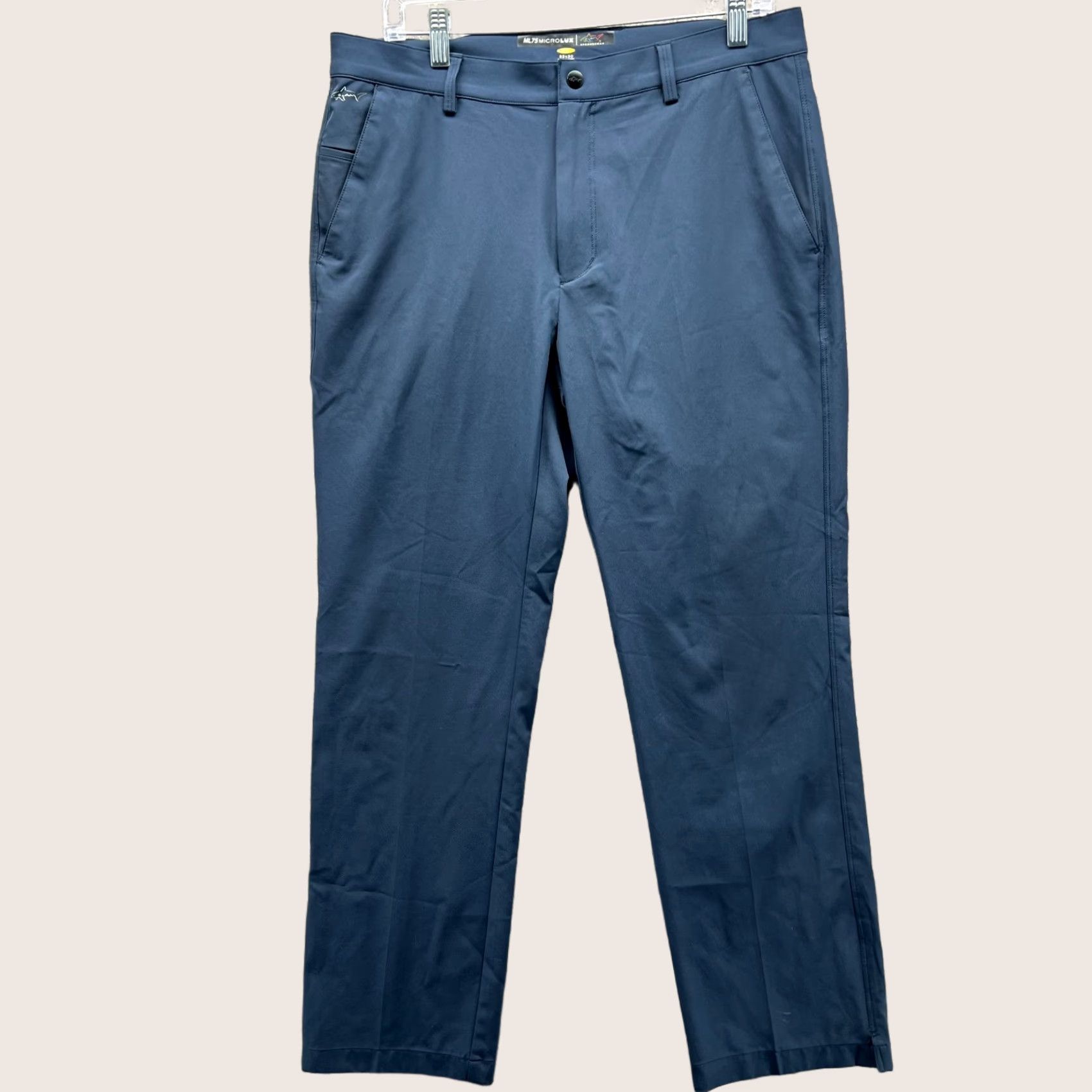 Vintage Greg Norman Dress Pants Mens 32x30 Blue Flat Front Button Pockets Straight Regular Dress Pants Men Blue 32 Regular Mens Size US 32 / EU 48 - 1 Thumbnail