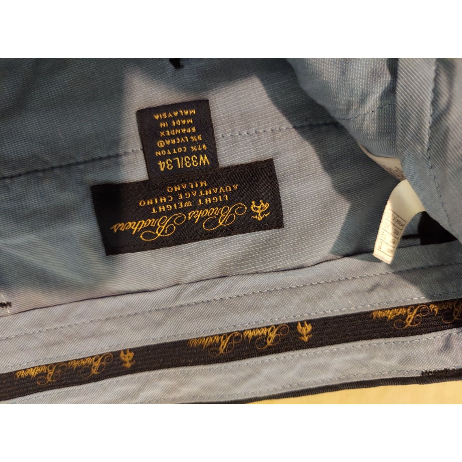 Brooks Brothers Brooks Brothers Mens Dress Pants 33x34 34x34 Navy Blue Khaki Chino Trousers Pants Dress Size US 33 - 3 Thumbnail