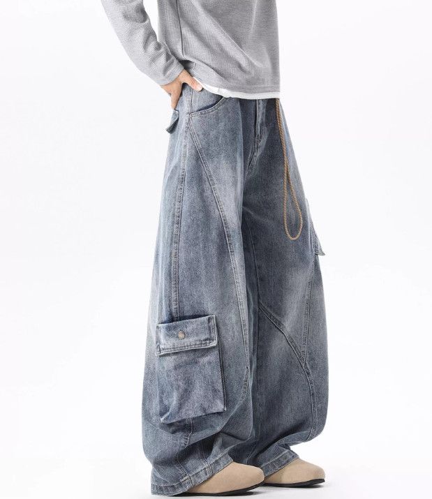 Vintage Men's American-Style Distressed "Curved-Blade" Cargo Jeans Size US 32 / EU 48 - 3 Thumbnail