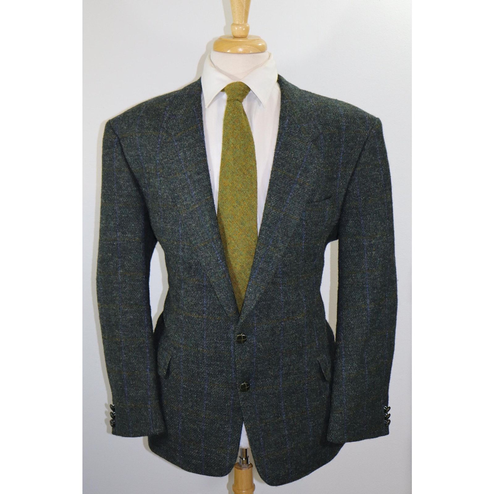 Harris Tweed 46R Vintage Westbury Harris Tweed Forest Green Men's Blazer Size 46R - 10 Thumbnail