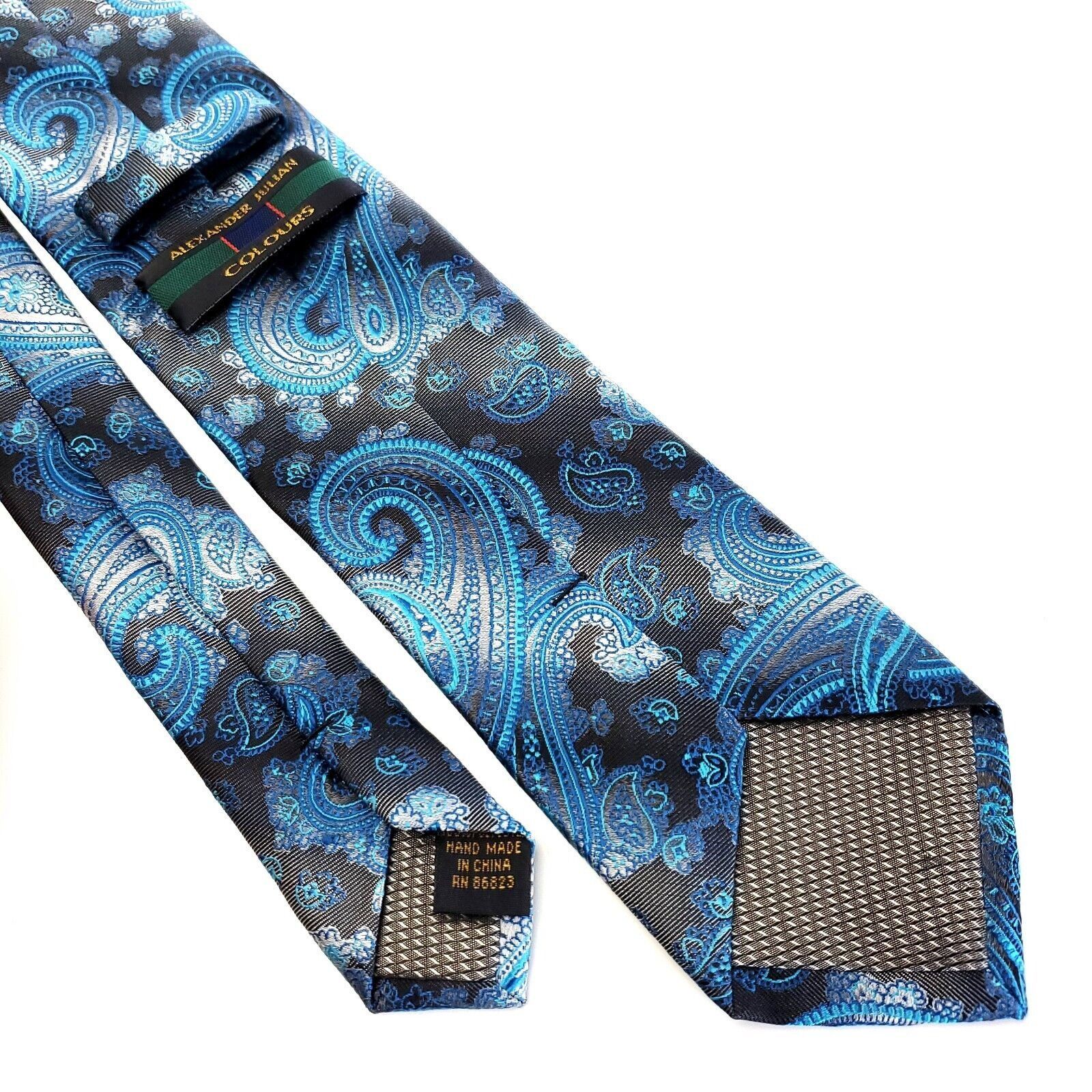 Alexander Julian Alexander Julian Colours Polyester Gray Teal Paisley Tie Size ONE SIZE - 5 Thumbnail