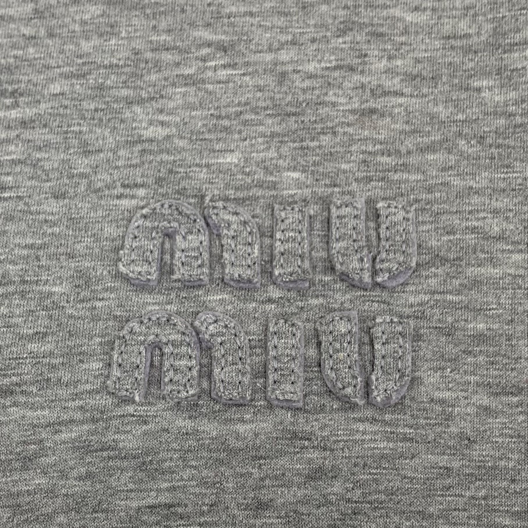 Miu Miu Miu Miu Logo Tee Grey (M) Size M / US 6-8 / IT 42-44 - 5 Thumbnail