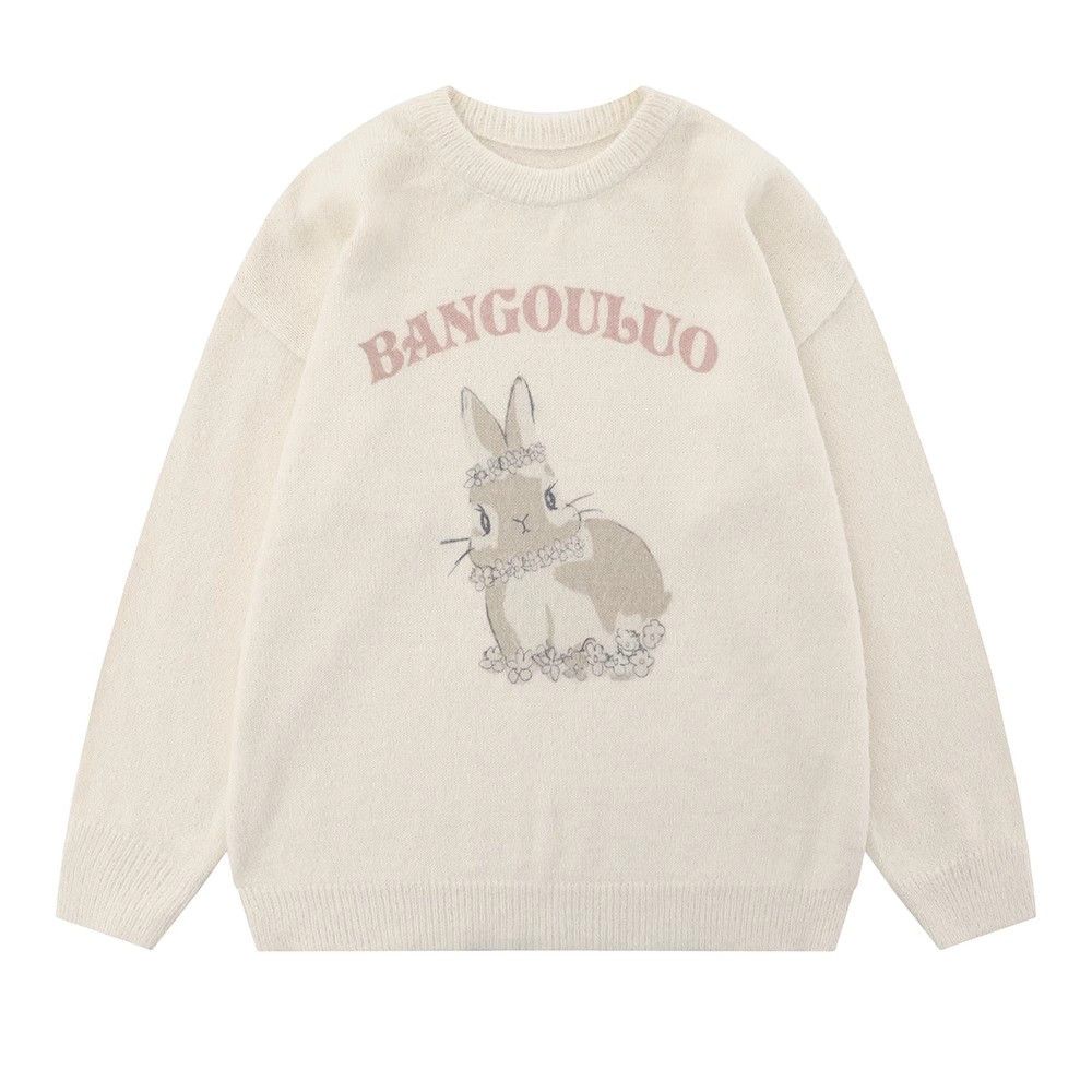 Japanese Brand × Vintage Men's loose casual round neck knitted rabbit print sweater Size US M / EU 48-50 / 2 - 1 Thumbnail