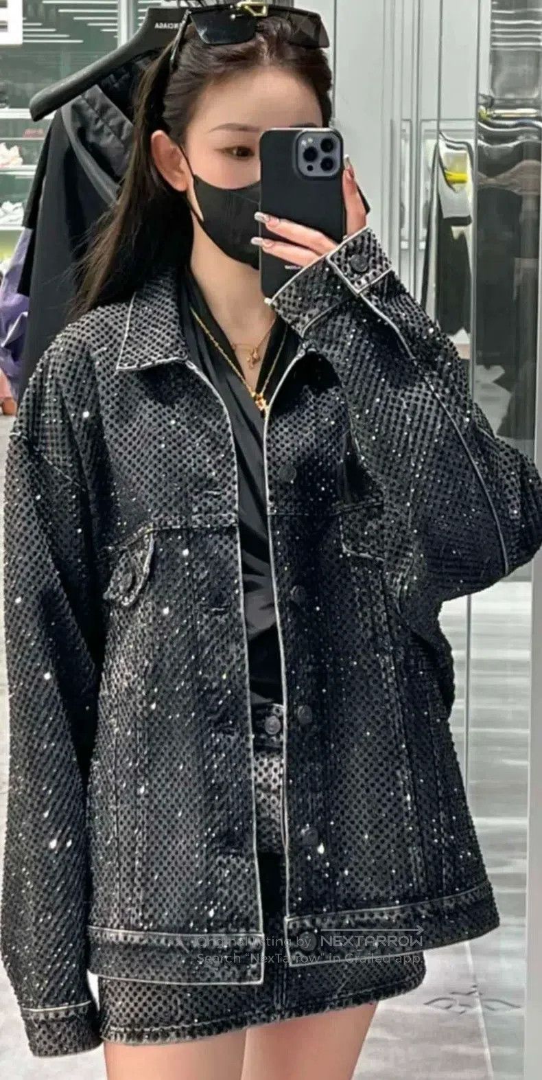 Balenciaga Balenciaga Black Crystal Studded Denim Jacket Size US XS / EU 42 / 0 - 6 Thumbnail
