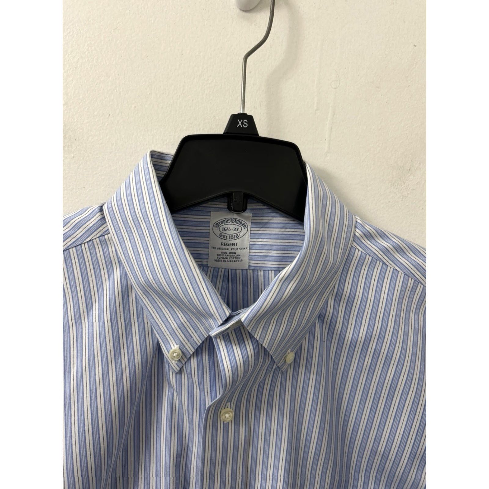 Brooks Brothers Brooks Brothers Original Polo Shirt Mens 16.5 Blue White Striped Button Up L/S Dress Shirt Size US XL / EU 56 / 4 - 5 Thumbnail